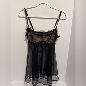 Victoria's Secret Sheer Black Babydoll Nightie “ Sexy Little Thing” Size 36D